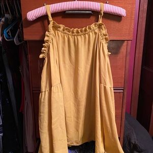 60s Style Yellow Off The Shoulder Top, Size Medium